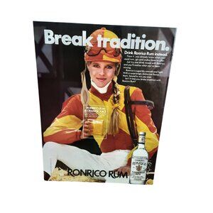 1981 Ronrico Rum Break Tradition Ad Female Jockey Puerto Rican Rum Print Ad